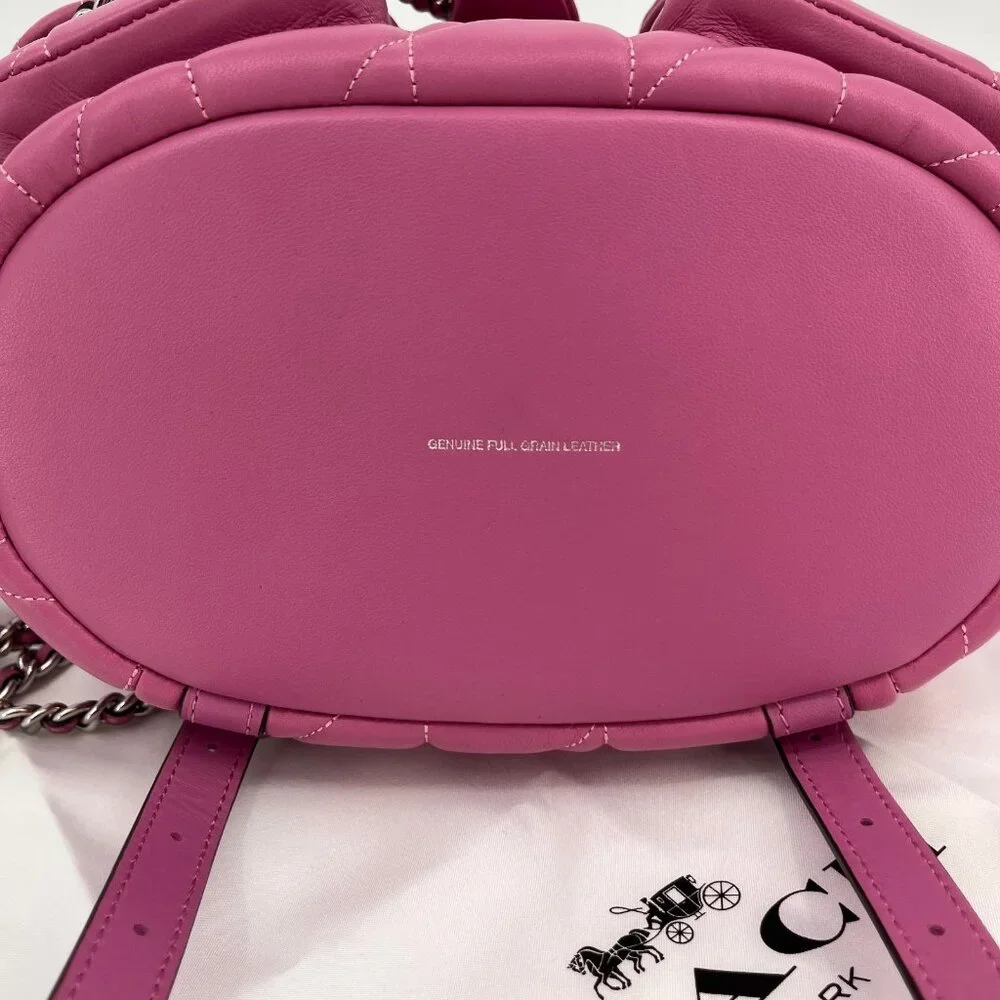 Coach Tabby Backpack Pillow Quilting Nappa Leather Pink Convertible Chain Strap - Picture 10 of 16